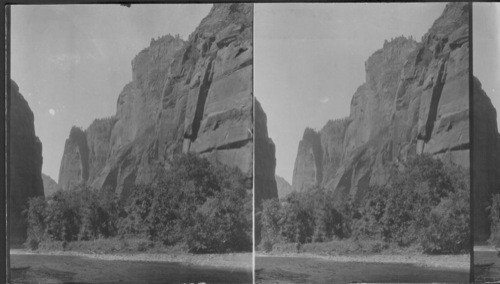 West wall of upper part of Zion Canyon. Zion National Park. Utah