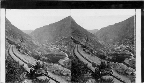 San Bartolome town and terraced fields, on the shelves of the Andes, 5000 ft. above the sea. Peru