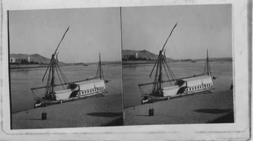 Dahabiyeh or native Passenger Boats on the nile, Egypt. A Dahabeah, the Passnger Boat of the Nile, Egypt