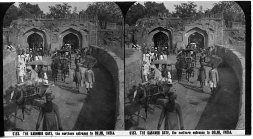 Inscribed in recto: 9157. THE KASHMIR GATE, the northern entrance to DELHI, INDIA. A batter relic of the ever memorable INDIAN MUTINY