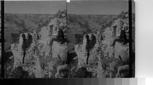 Thomas Moran, America's Greatest scenic artist, sketching at Bright Angel Cove. Grand Canyon, Arizona