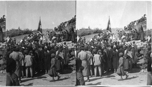 Pilgrims Leaving Jerusalem for Mohammedan “Tomb of Moses,” Palestine