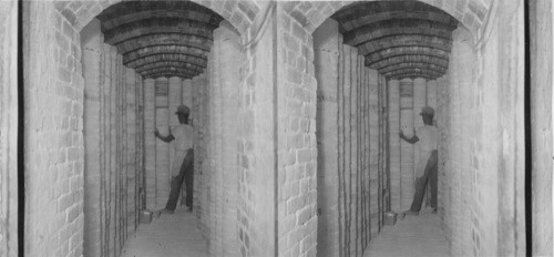 Interior of a "biscuit kiln" where chinaware receives its first firing, "Lenox, Inc." makers of fine chinaware, Trenton, N.J