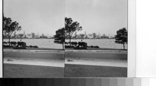 N. 3 Oakland Sky-line, across Lake Merritt. Panchromatic Film