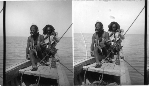 Natives on boat (bridge of boats) Mesopotamia