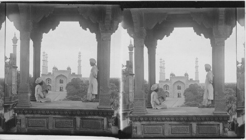 The Majestic Gateway to Akbar’s Tomb from the Terrace of the Mausoleum. Agra. India