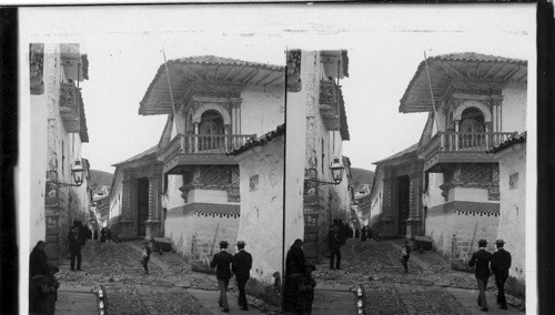 Typical architecture (Spanish and Inca styles) Calle de Triumfo (Triumph St.) Cuzco. Peru