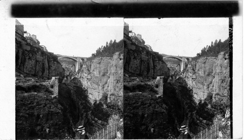 The gorge of the River Rummel and cliff beneath the city Constantine, Algeria