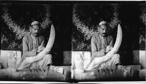 An Ivory Carver. Delhi. India