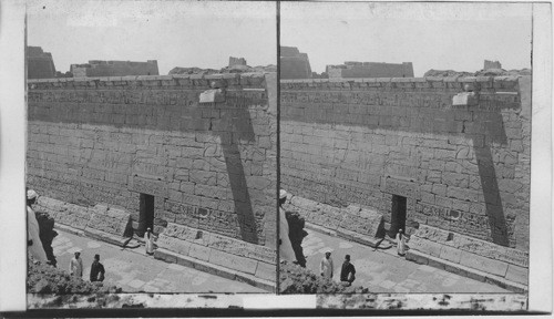 Scenes of battle and the chase on temple wall at Medinet Habu. Thebes. Egypt