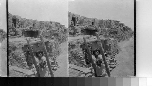 Terraced Homes of Hopi Indians - Street Scene in Oraibi, Hopi Reservation, Arizona