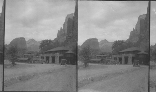 Zion Lodge with Auto Stage. Zion National Park, Utah