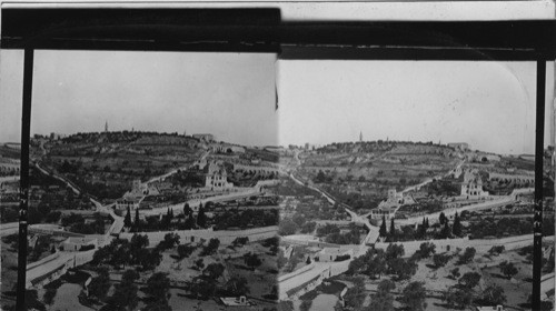 Mount of Olives and Garden of Gethsemane from near Golden Gate, Jerusalem, Palestine