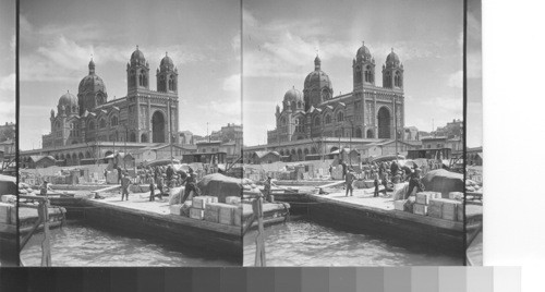 The cathedral and busy quay, Marseille, France