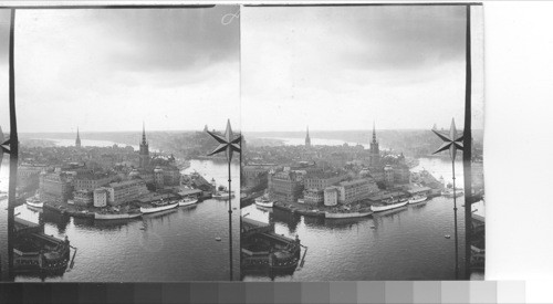 The city between bridges from the city hall, Stockholm