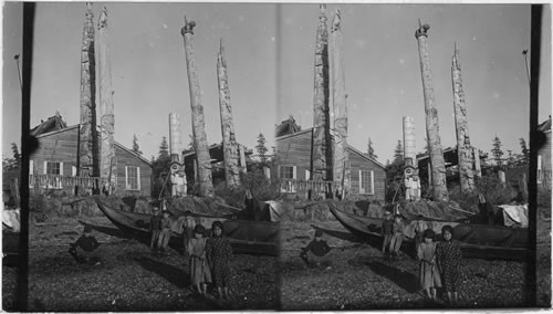 Totem Poles, Indian Village of Klinkwan. Alaska