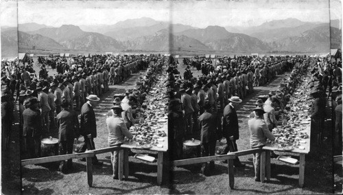 The soldier boys at lunch General Pike's Centennial. Colorado Springs, Colorado