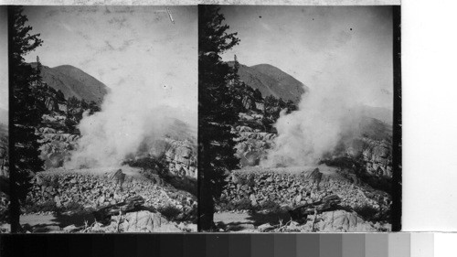 On the "Kit Carson" mountain road. Near Red Lake. Blasting rock to make an easier auto-road. Alpine County, Calif. I know it has no travel value, but sometime you may want it on the subject road making term to Dept. E