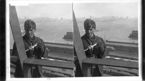 Workman Using Ratchet Drill on the Steel Skeleton of Skyscraper, New York