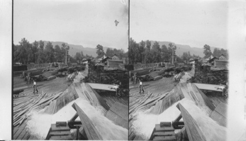 Lumber yard at end of flume. Bridal Veil, Ore