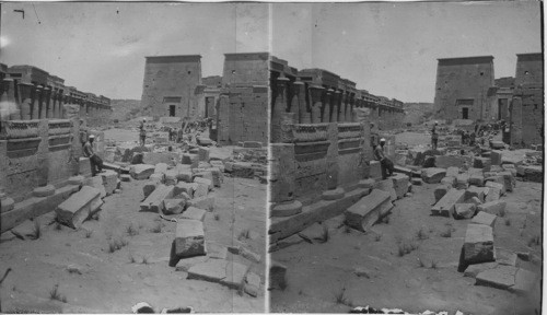 Across court in Front of Temple at Philae, Egypt