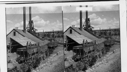 Shaft house, powerhouse, and pumps of a copper mine and silver mine. Cerro de Pasco. Peru