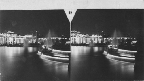 Night view (illuminated) St. Louis World's Fair, Missouri