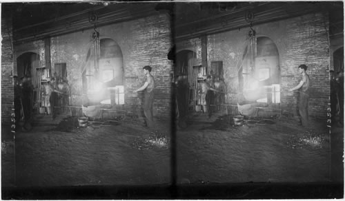 "Taking off a heat," drawing Molten Metal to use for Castings, making Harvesting Machinery, Poughkeepsie