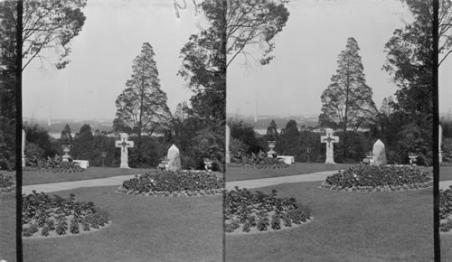 Washington East from Arlington, shows Washington Monument at left and Capitol at right. Arlington, VA