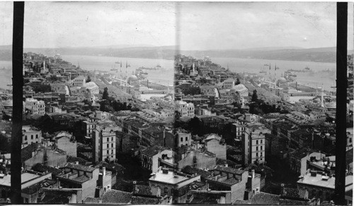 The Bosphorus and Birdseye view of Constantinople, Turkey