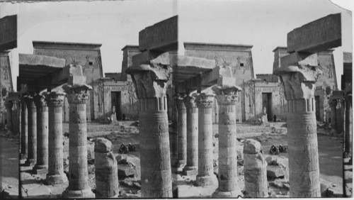 The Colonnaded Court, the first Pylon of the Great Temples of Isis, Philae, Egypt