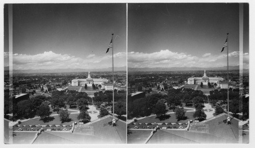 City Hall and Plaza from State Capitol, Denver, Colo