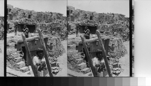 Terrace Homes of Hopi Indians - Street Scene in Oraibi, Hopi Reservation. Arizona