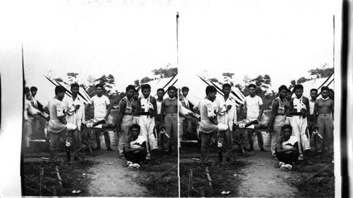 Philippine Island. Carrying a wounded Filipino from operating room. 1st Reserve Hospital. Manila