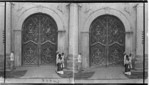 Beautiful carved doors, St. Augustine church, Manila. Philippines