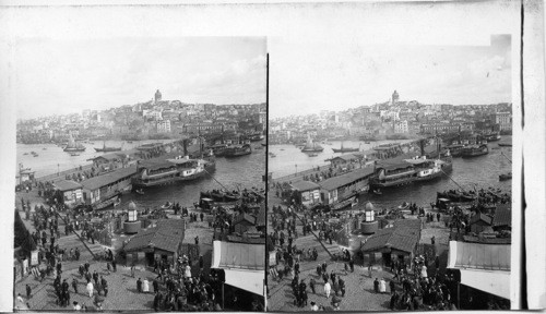 From Stamboul (N.) over bridge across Golden Horn to Galata. Turkey