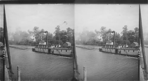 A steamer bringing logs to be built into the great rafts, Washington