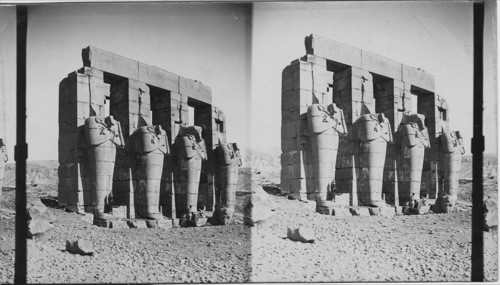 The statues of Osiris of the Second Peristyle Court of the Ramesseum, Egypt, Thebes