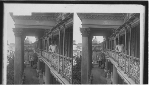 Shady verandahs of palace of the Maharaja of Tagore, Calcutta