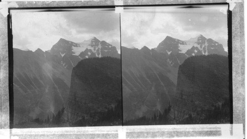 The Snow Crowned Peak of Mt. Aberdeen. Beehive in foreground, Laggan, Alberta. Rocky Mts. Park