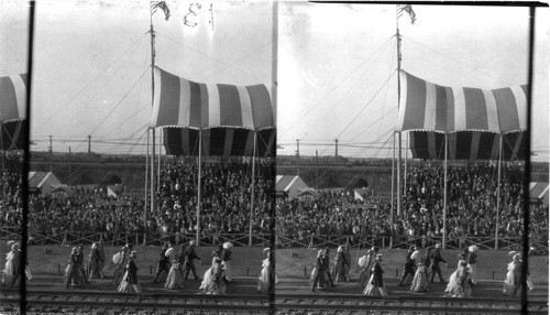 Grand Stand - also shows people dressed with Costumes of 1832 - Fair of the Iron Horse