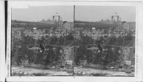 Dixon walking on rope over Niagara River. N.Y