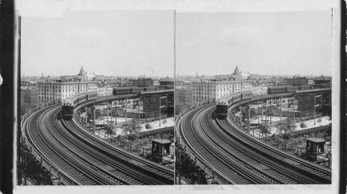 N.E. Over Curve of the Manhattan R.R. at 110 St. [60 ft. high]. N.Y. City