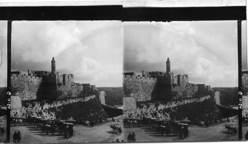 The Tower of David, from outside the city walls, Jerusalem, Palestine