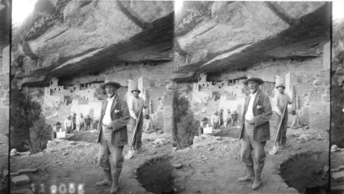 Cliff Palace (S.S.E.), largest of prehistoric homes in Mesa Verde Nat'l Park. Colorado. [William Henry Holmes B. 1844 - D. 1933. Photog: Elmer Underwood, 1909., 9/87 RM] See Prominent Persons for variant