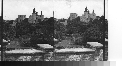 A skyline in Visby - old apothecary shop and cathedral, Visby, Gotland