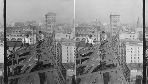 Cornice workman on 18 Story Building, N.Y. City