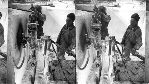 Close view of "radial axe" electric hammer, Marble Quarry, Colo