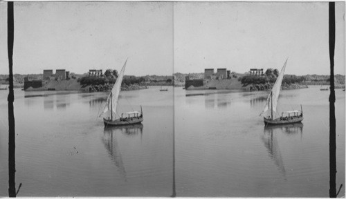 Philae looking south. Boats on the Nile. Egypt