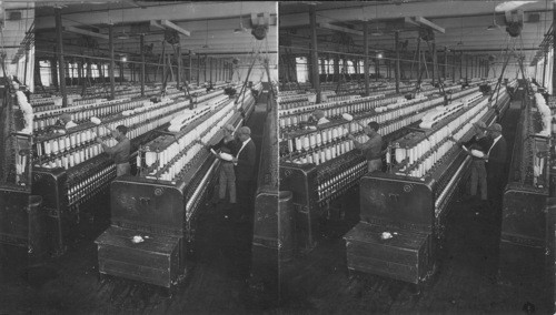 Spinning room - using about 6,000 lb. of thread in 10 hours C.R. Miller Mfg. Co. Dallas, Texas. Spinning Room in a Dallas Cotton Mill, Texas